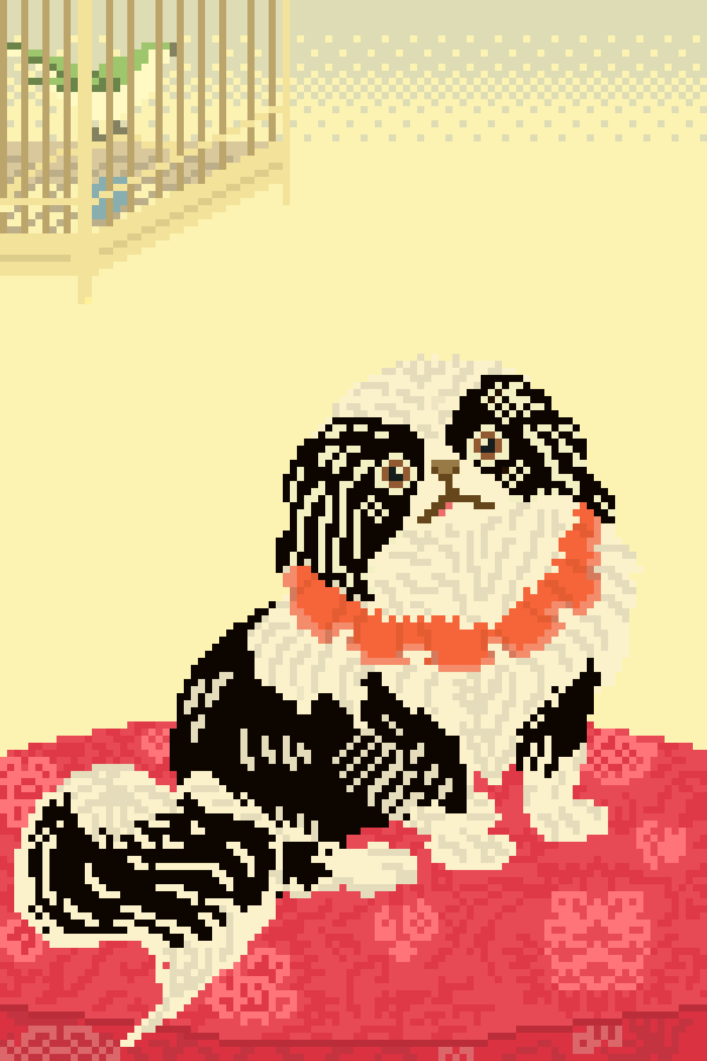 PekingeseDogAndBushWarbler 原案 小原古邨